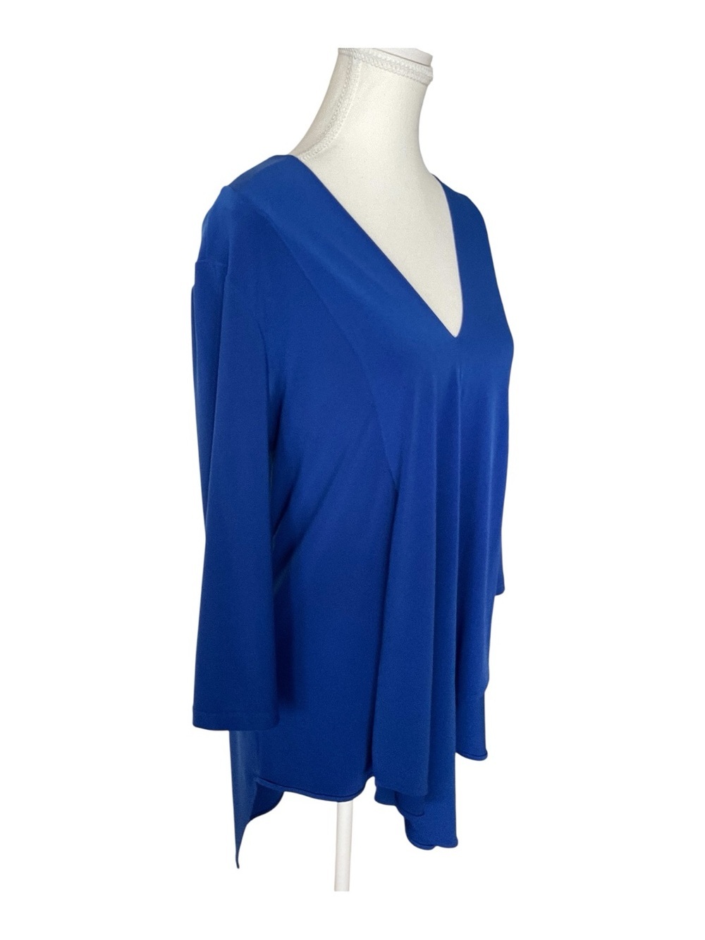 Joseph Ribkoff Royal Blue V-Neck Tunic Top Asymmetrical Hem Size 10 - Picture 4 of 6